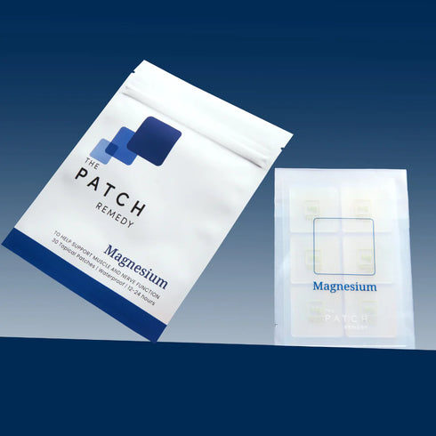 Image of pack and patches against a blue background